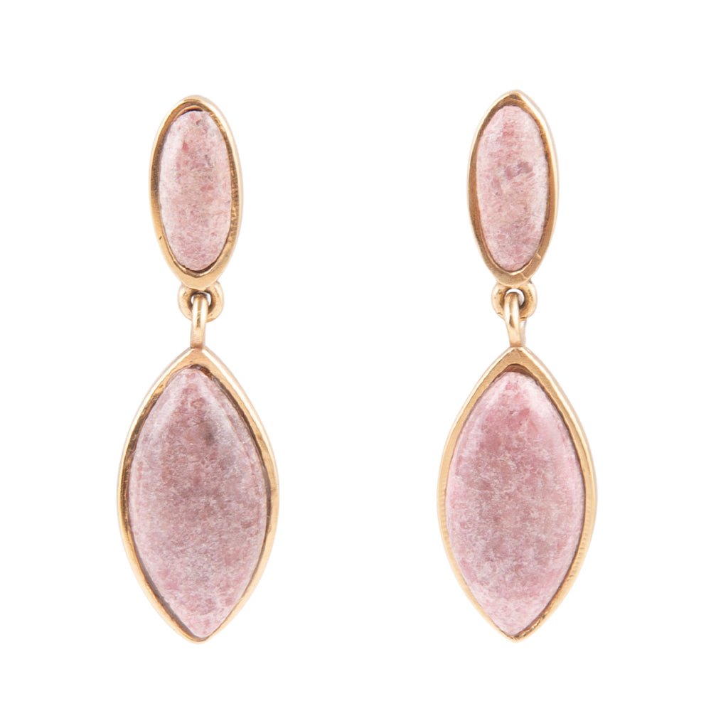 Rhodonite Double Drop Earrings 1.75' with Sterling Silver Posts Champion