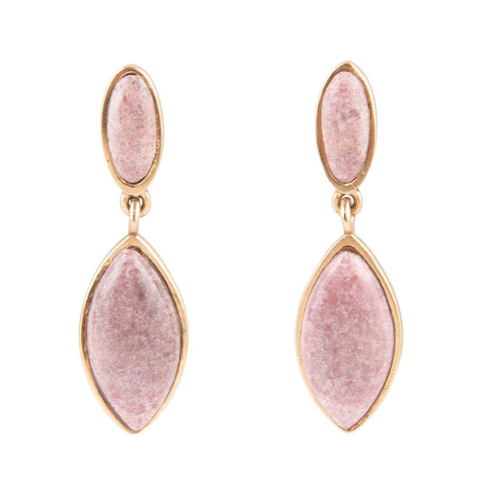 Rhodonite Double Drop Earrings 1.75' with Sterling Silver Posts Champion