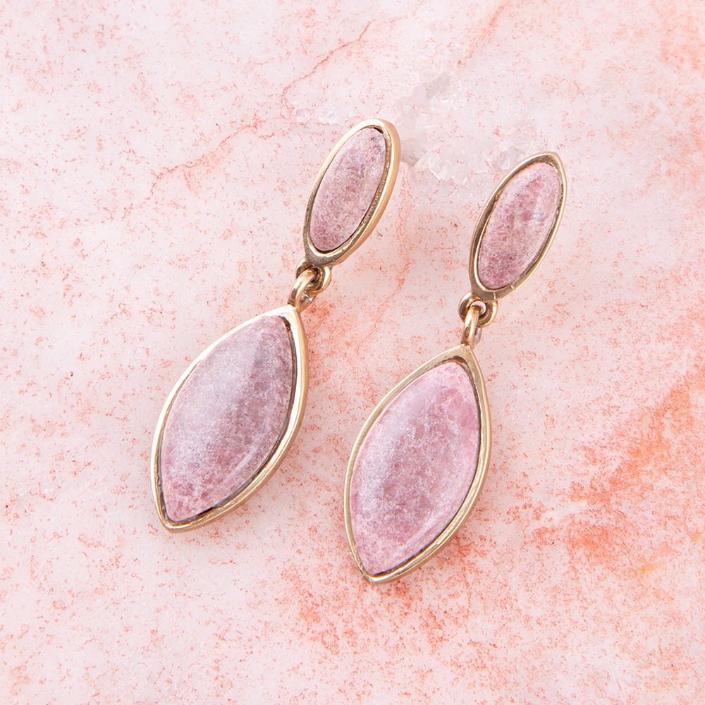 Rhodonite Double Drop Earrings 1.75' with Sterling Silver Posts Champion
