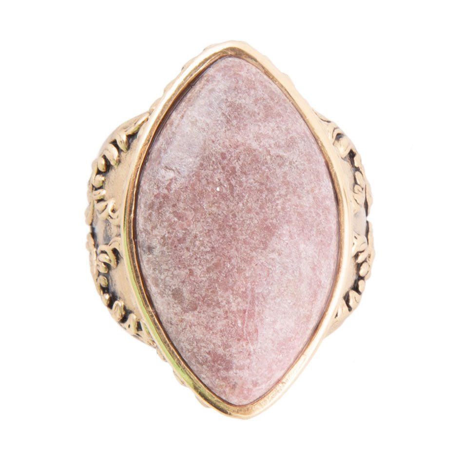 Pink Rhodonite Golden Cocktail Ring Champion