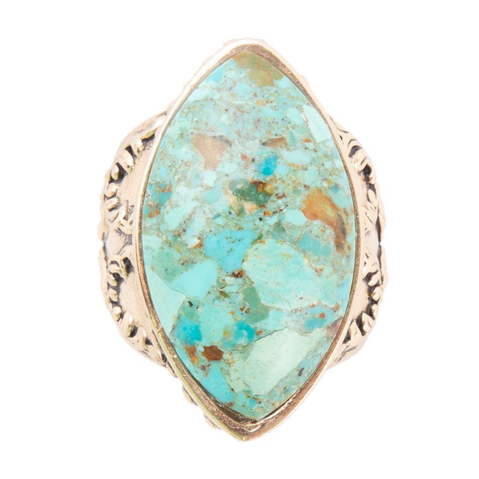 Blue Turquoise Bronze Cocktail Ring Champion
