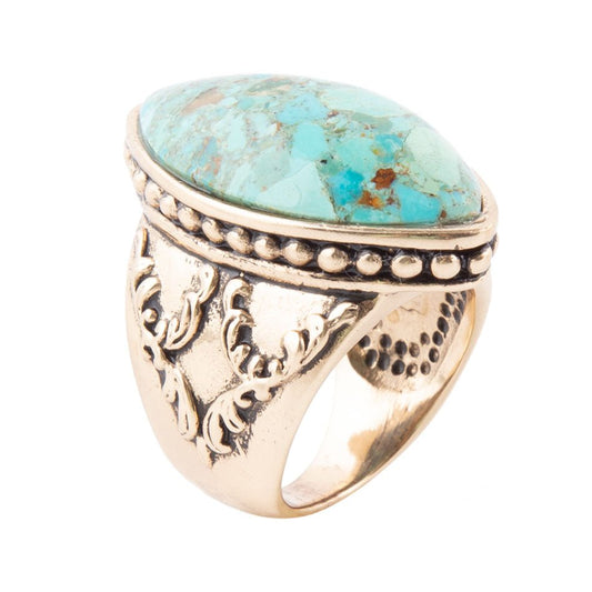 Blue Turquoise Bronze Cocktail Ring Champion