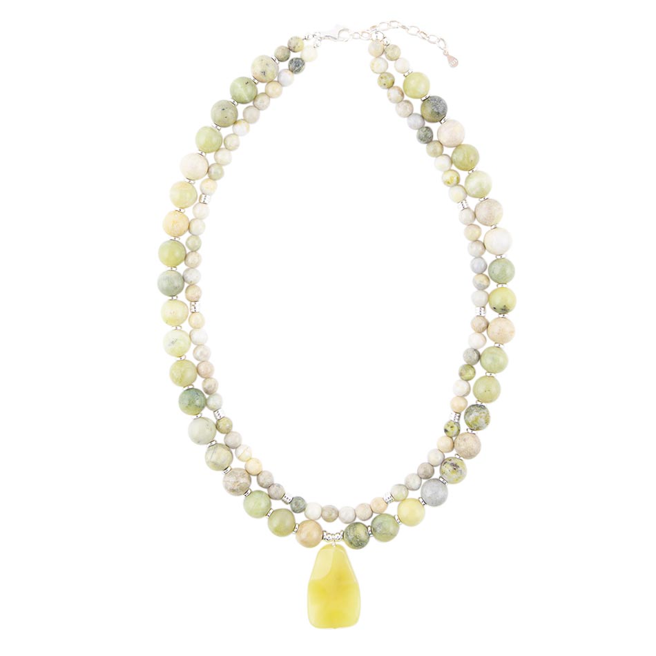 Chartruese Green Lemon Jade Statement Necklace Barse Jewelry