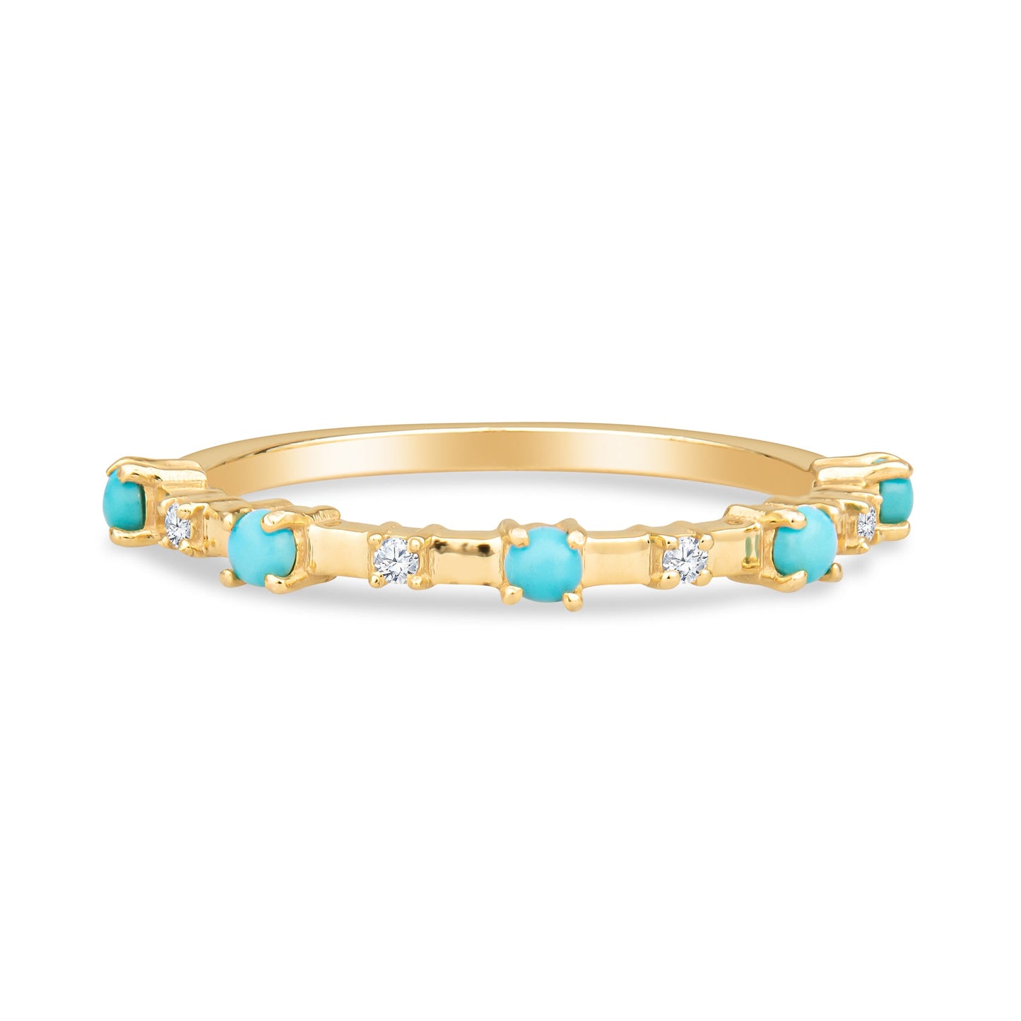 Alyssa 14K Gold Turquoise Dainty Ring with White Diamonds