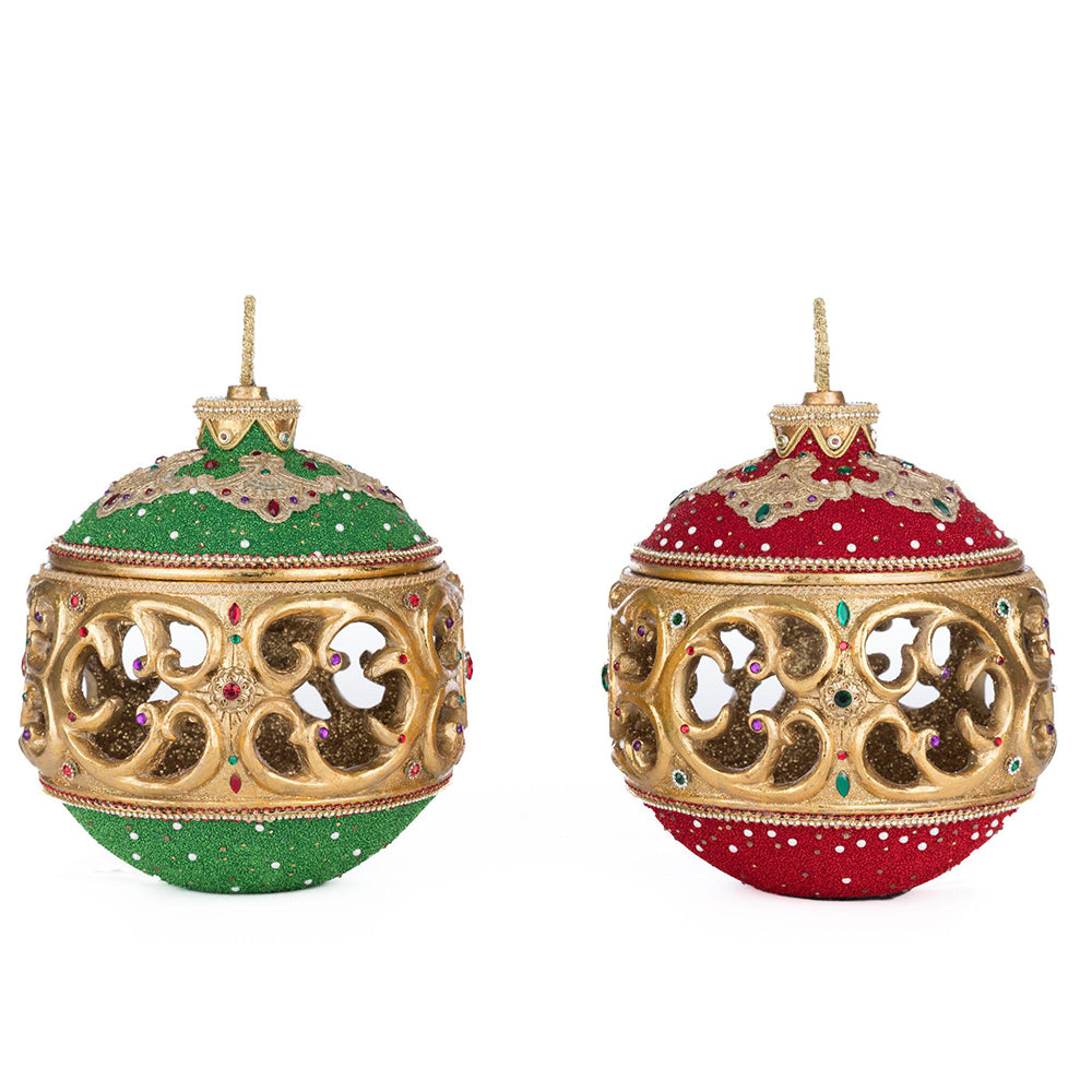 Christmas Ball Tabletop Ornament Tea Light Assortment of 2 Katherine's Collection