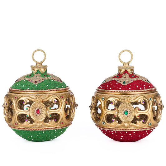 Christmas Ball Tabletop Ornament Tea Light Assortment of 2 Katherine's Collection