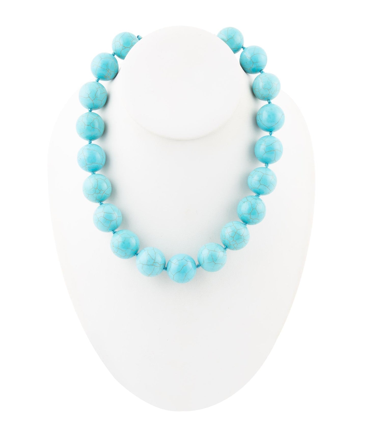 Blue Turquoise Chunky Magnesite Beaded Necklace 16.5 inch