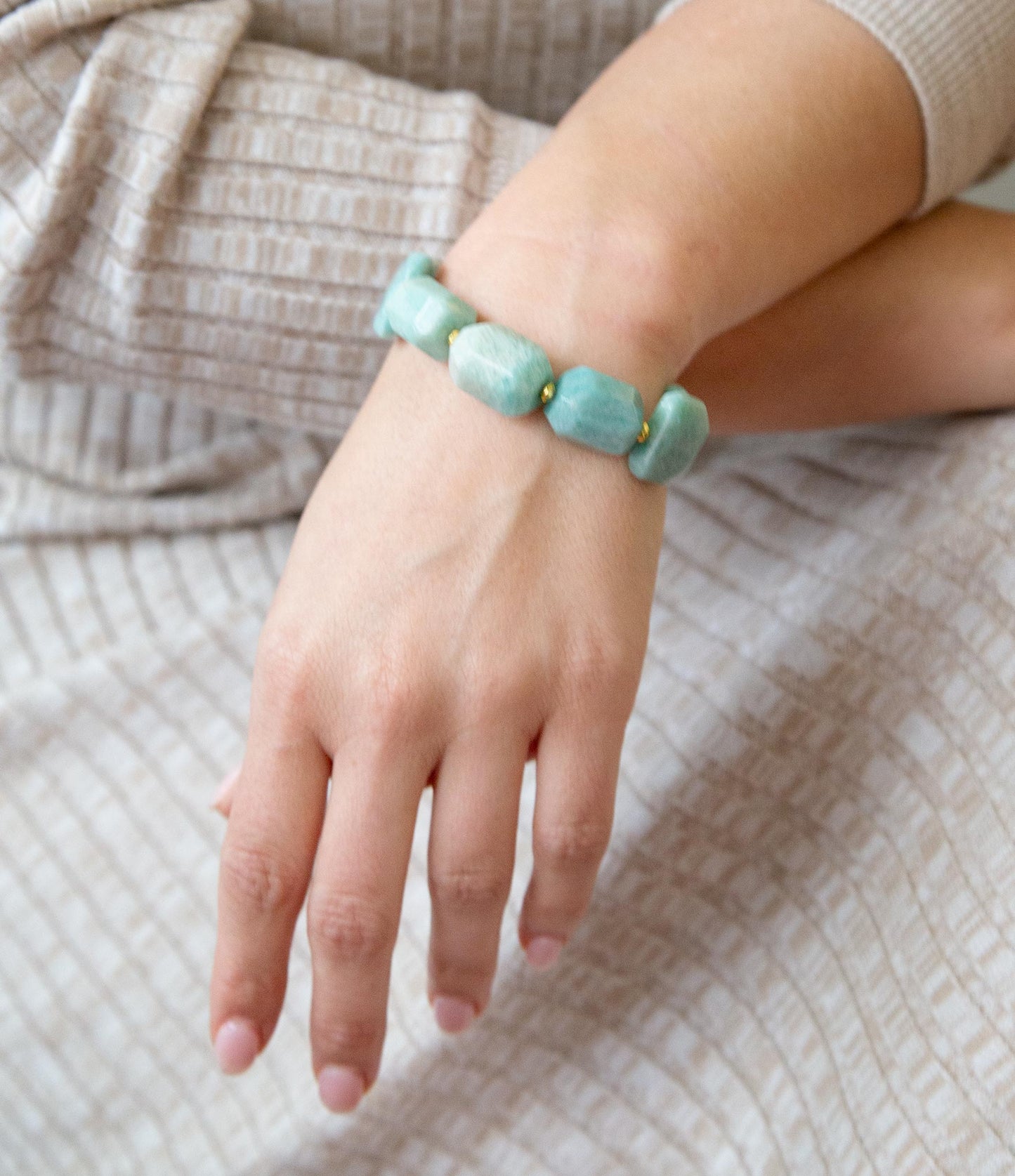 Green Amazonite Chunky Golden Toggle Bracelet Barse Jewelry