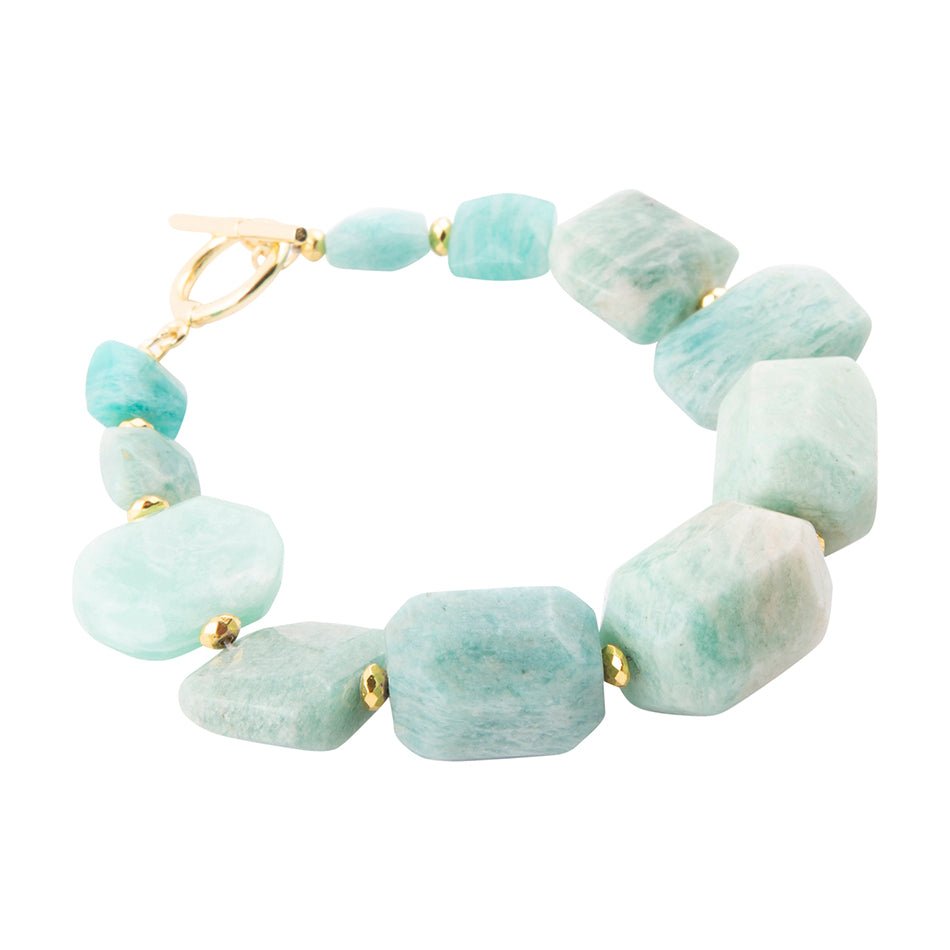 Green Amazonite Chunky Golden Toggle Bracelet Barse Jewelry