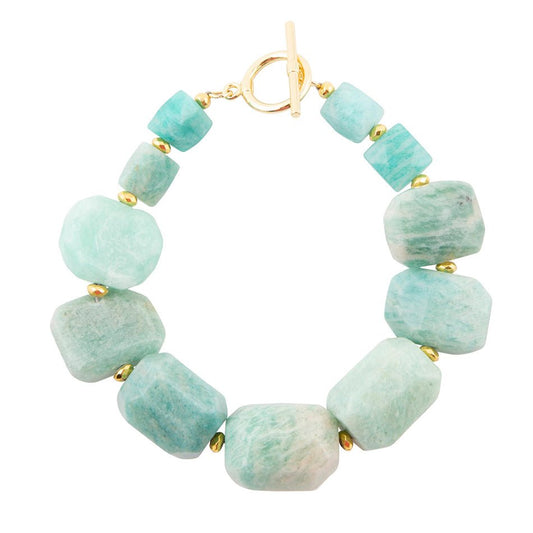 Green Amazonite Chunky Golden Toggle Bracelet Barse Jewelry