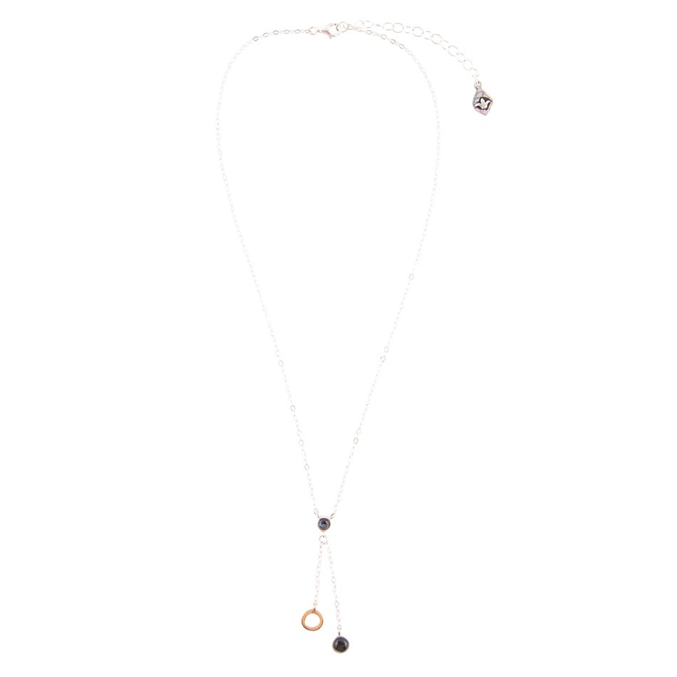 Circle Two-Toned Grey Labradorite Sterling Silver Necklace