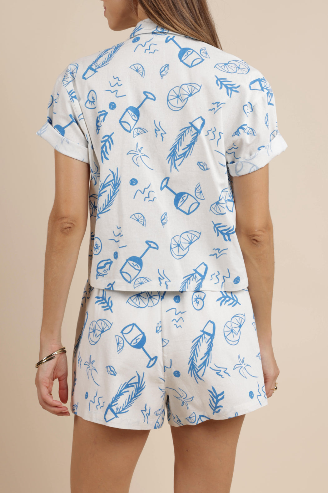 Citrus Splash Printed Relaxed Short Sleeve Button Up Shirt