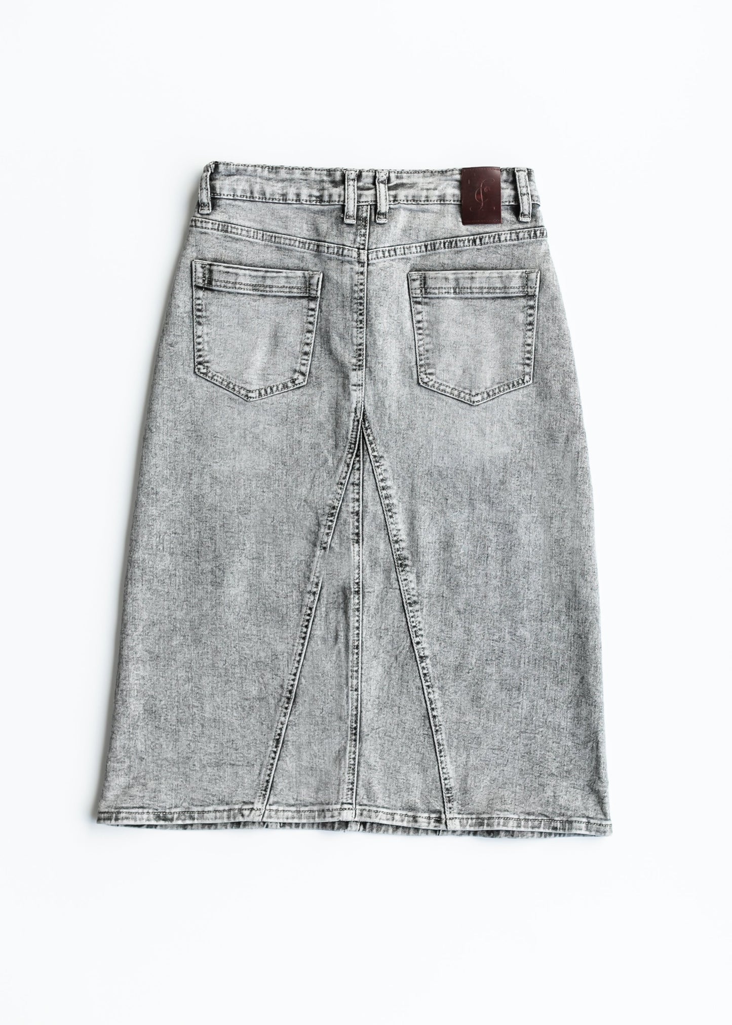 Denim Washed Black A-line Midi Skirt Claire Inherit Co.