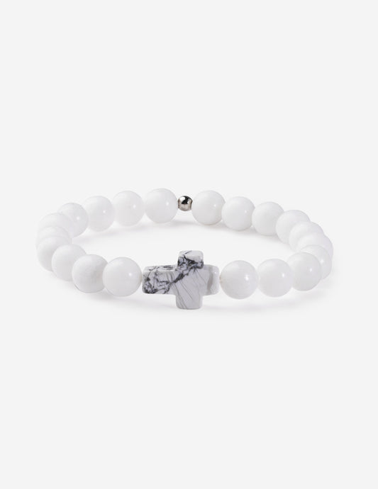 Classic White Cross Stone Bracelet Elevated Faith