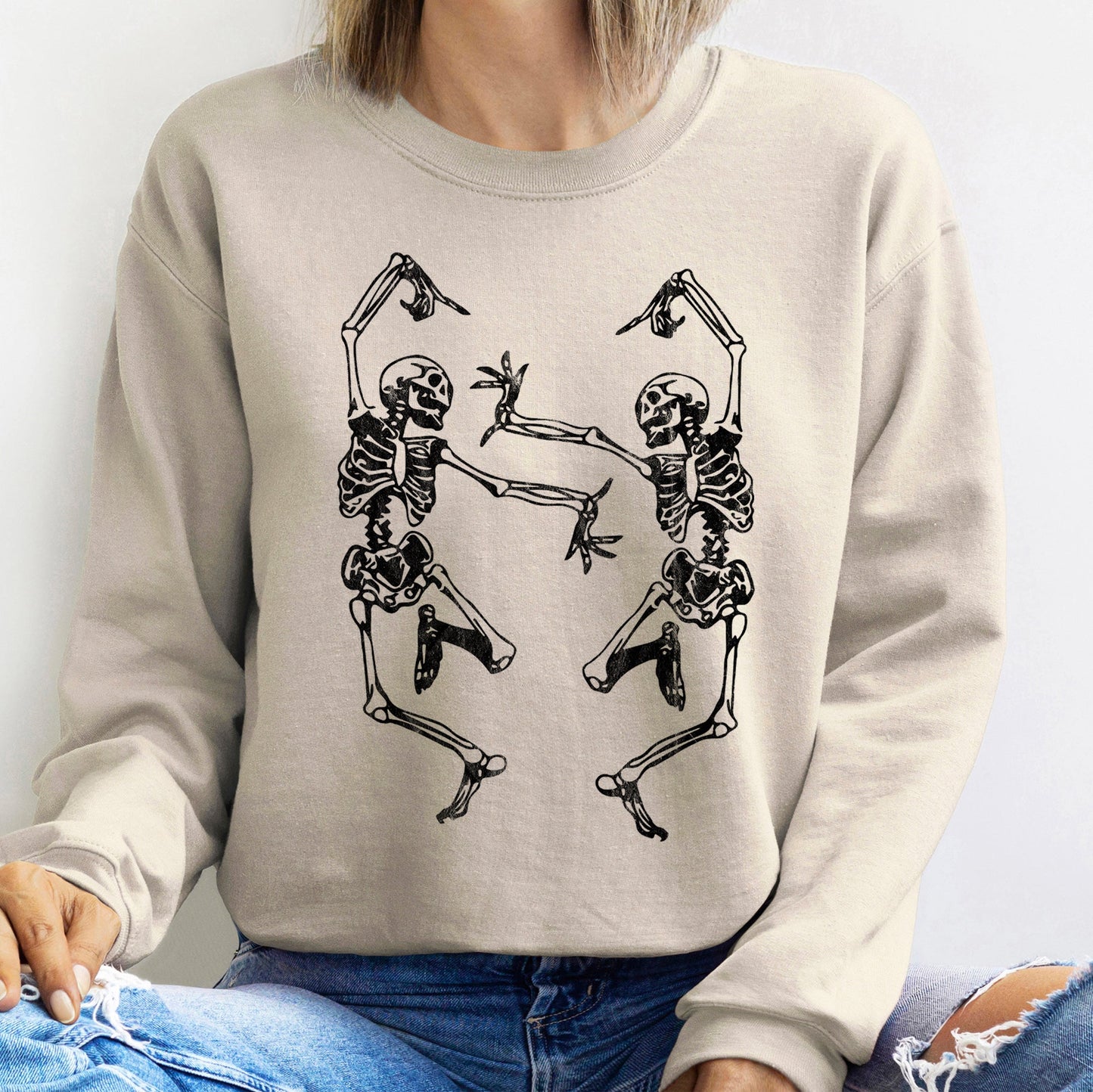Dancing Skeletons Halloween Sweatshirt Soft Fleece Pullover