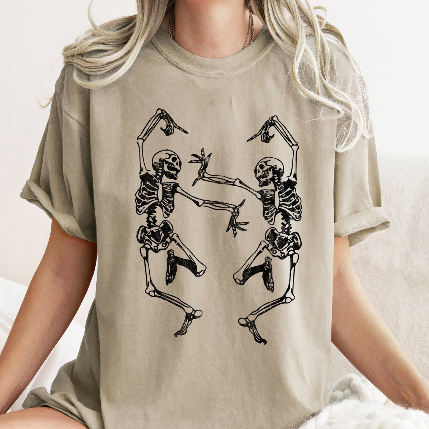 Dancing Skeletons Retro Halloween Comfort Colors Tshirt