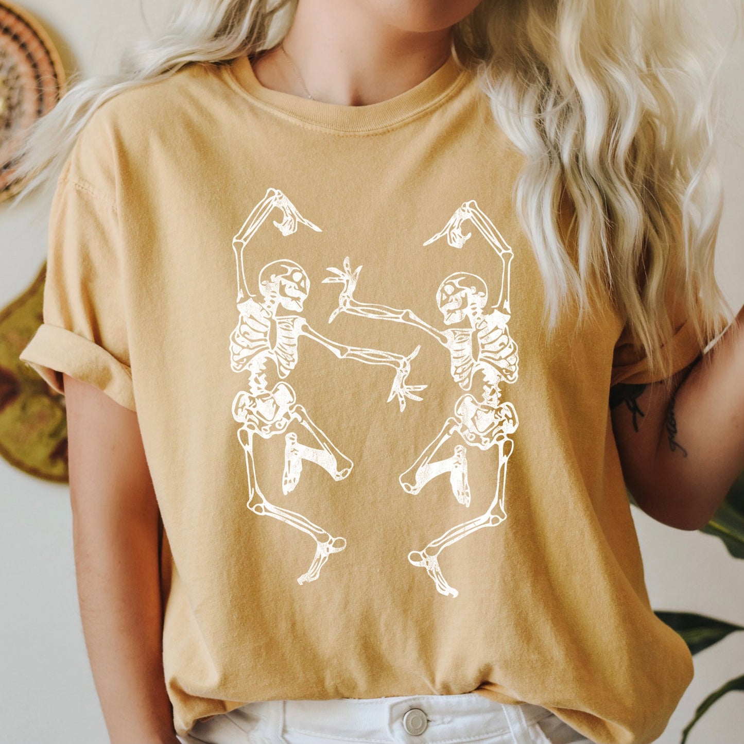 Dancing Skeletons Retro Halloween Comfort Colors Tshirt