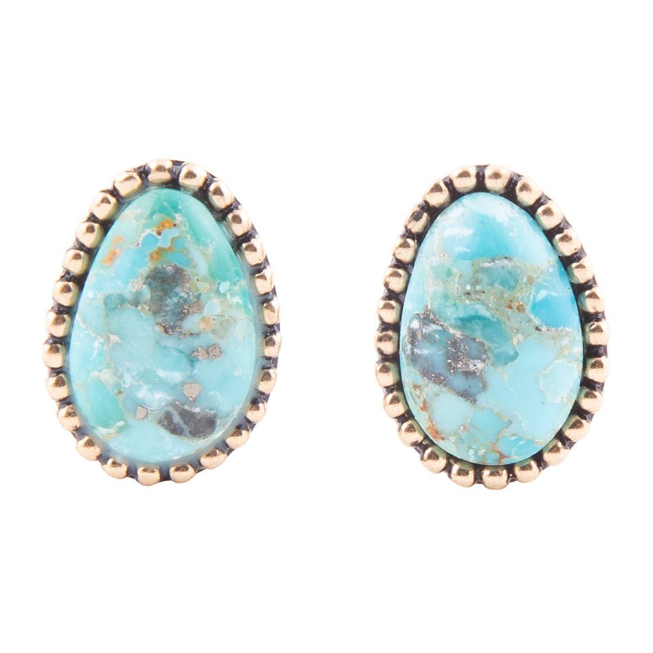 Blue Turquoise Clip On Golden Earrings