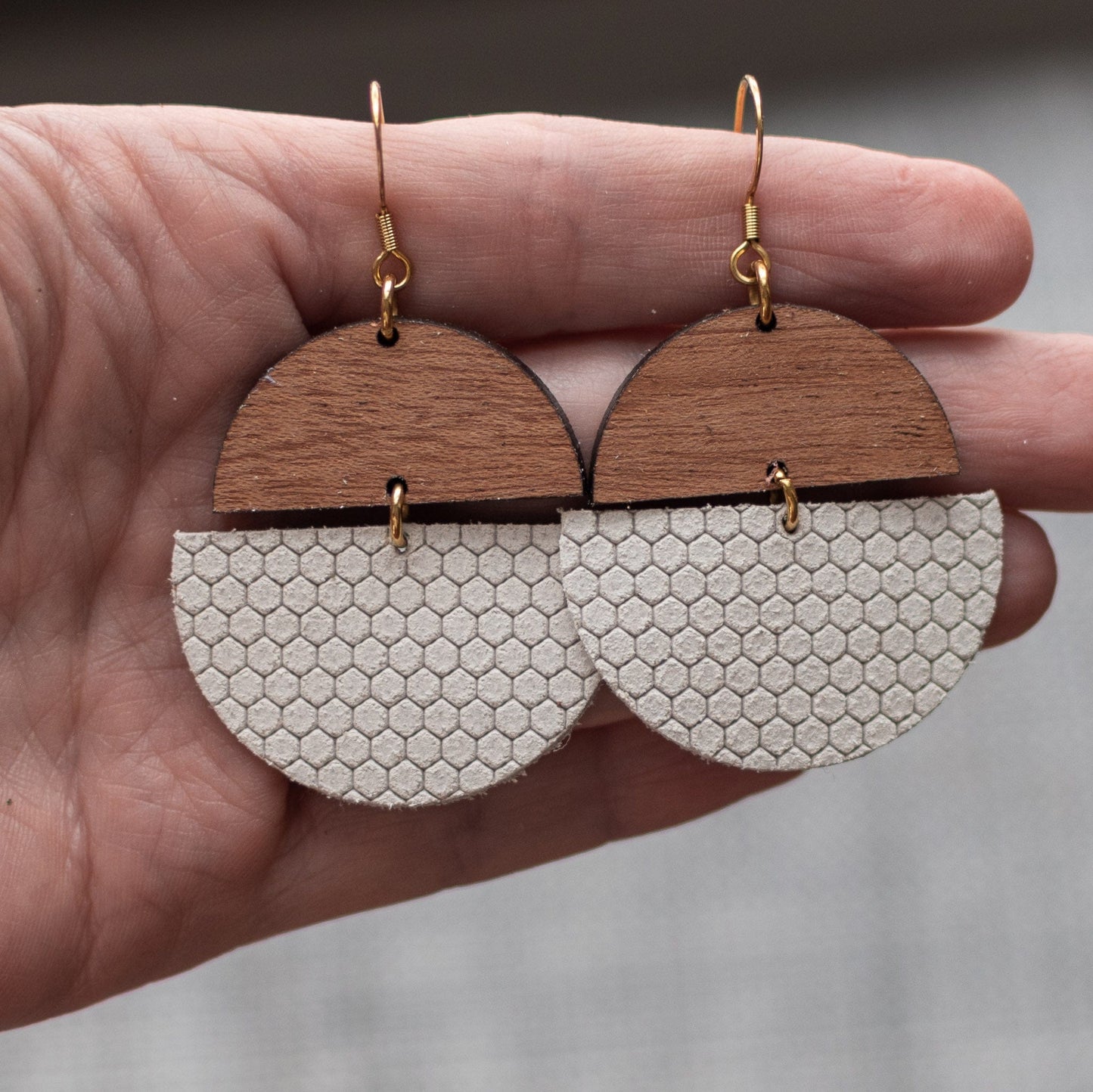 Cloud Claire Lightweight Wood and Leather Earrings Sela Designs