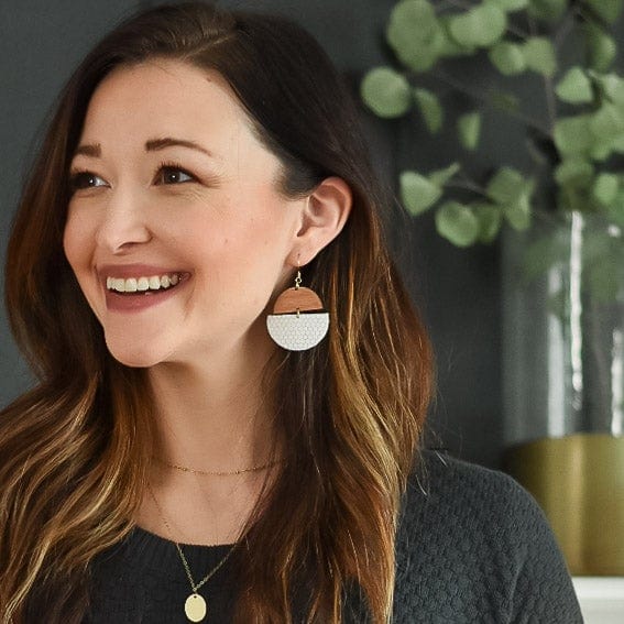 Cloud Claire Lightweight Wood and Leather Earrings Sela Designs