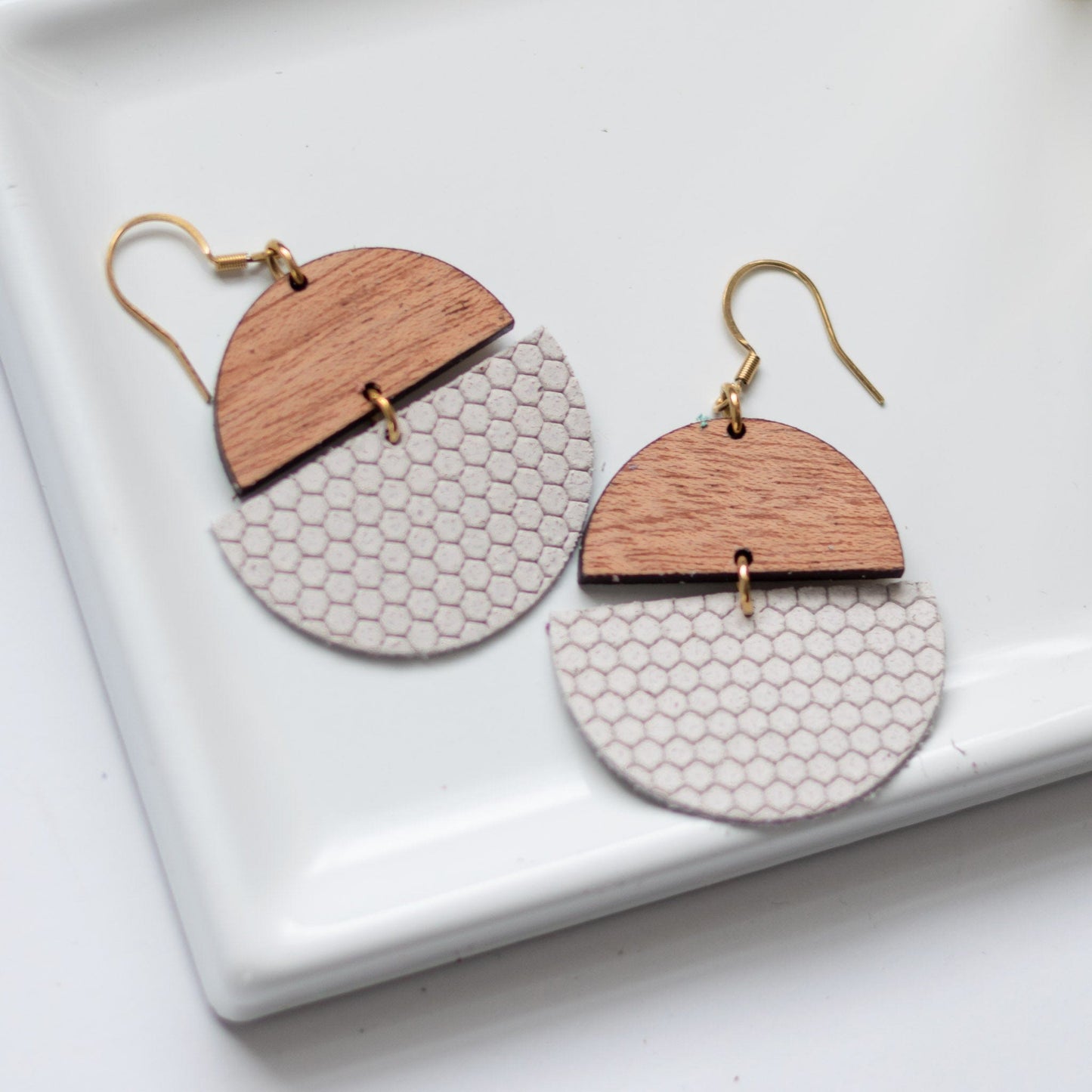 Cloud Claire Lightweight Wood and Leather Earrings Sela Designs