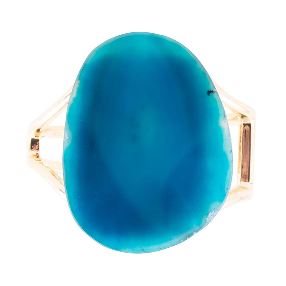 Cobalt Blue Agate Slab Golden Cuff Bracelet