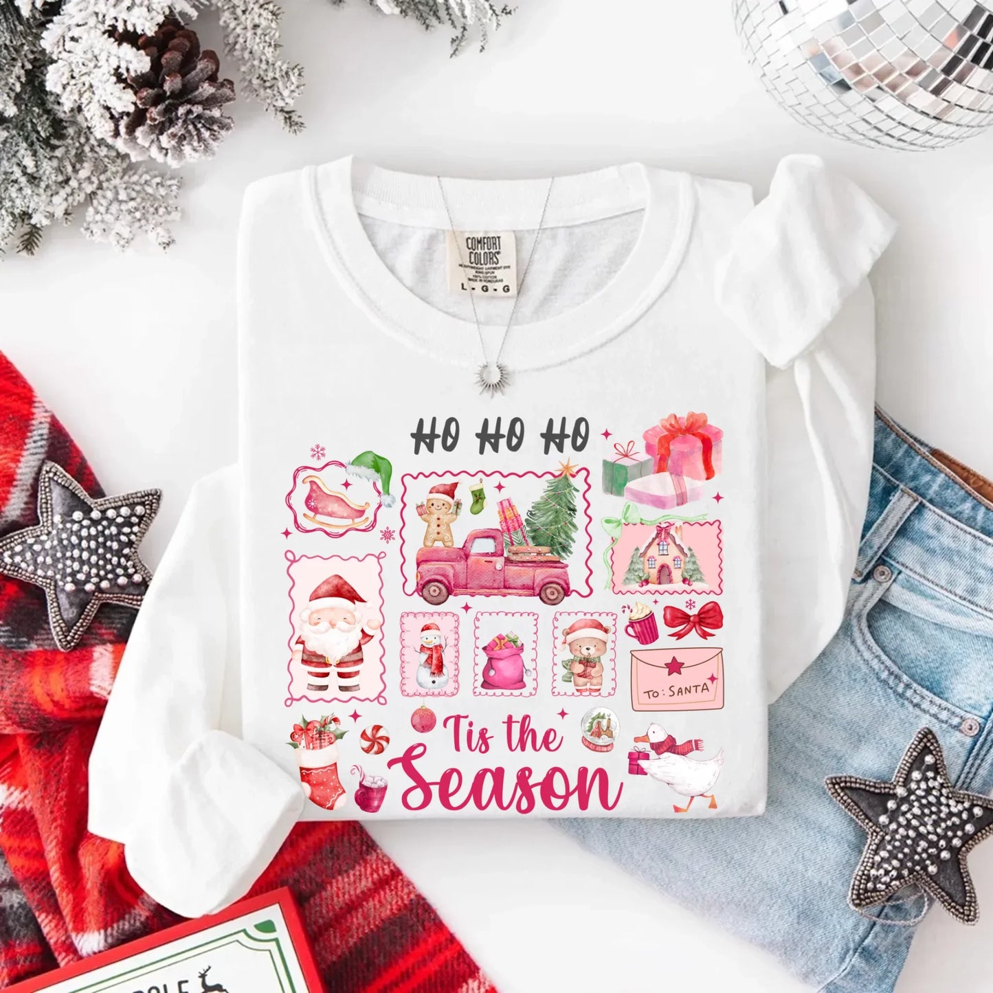 Ho Ho Ho Tis The Season Long Sleeve Christmas Shirt Comfort Colors