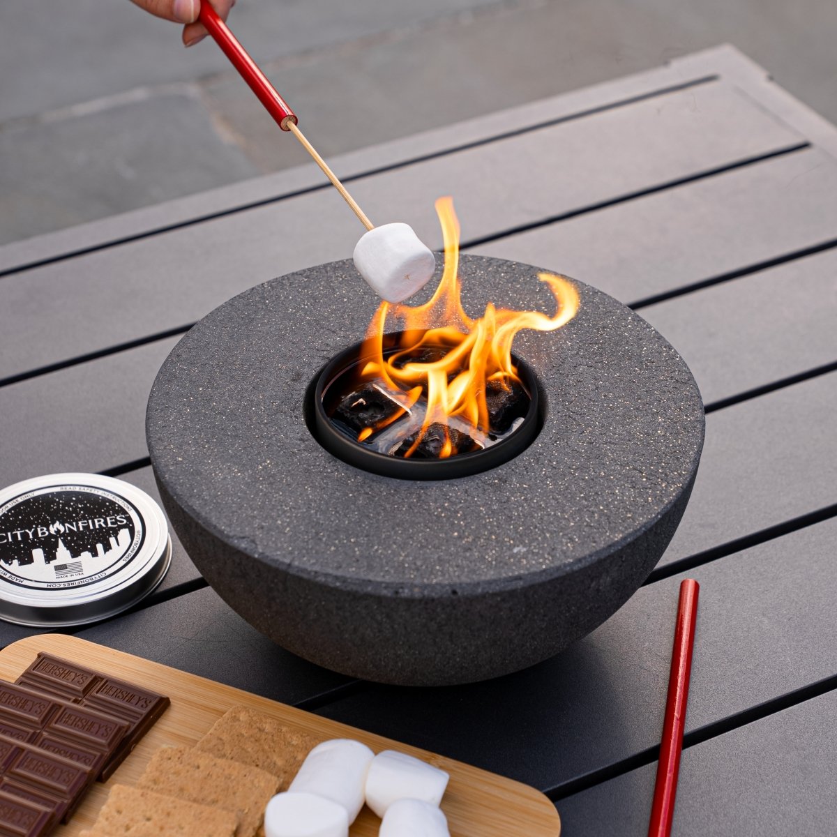 Concrete Acid Wash Semi-Round Fire Pit City Bonfires