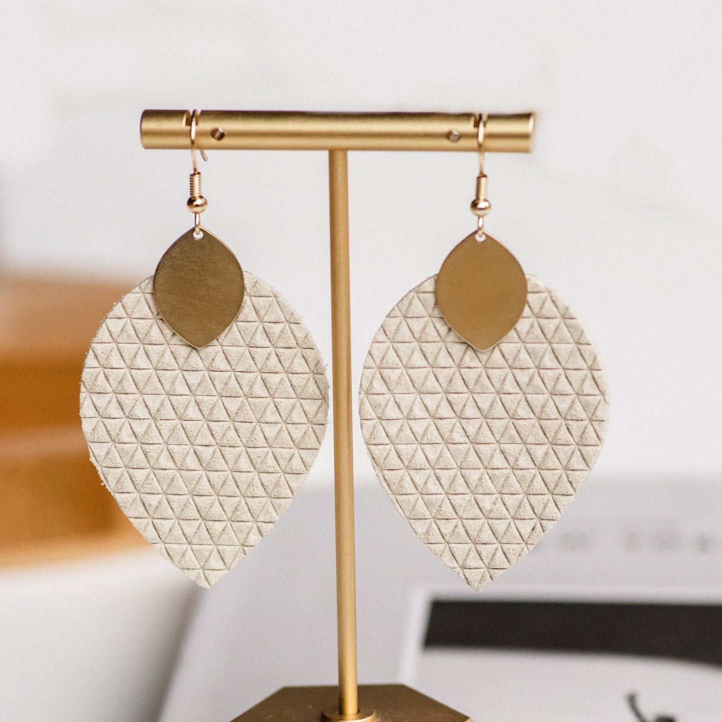 Leather Textured Mini and Medium Statement Earrings Cotton Cora