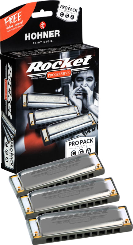 Hohner Rocket Pro Pack 3-piece Diatonic Harmonica Set Keys of C G A