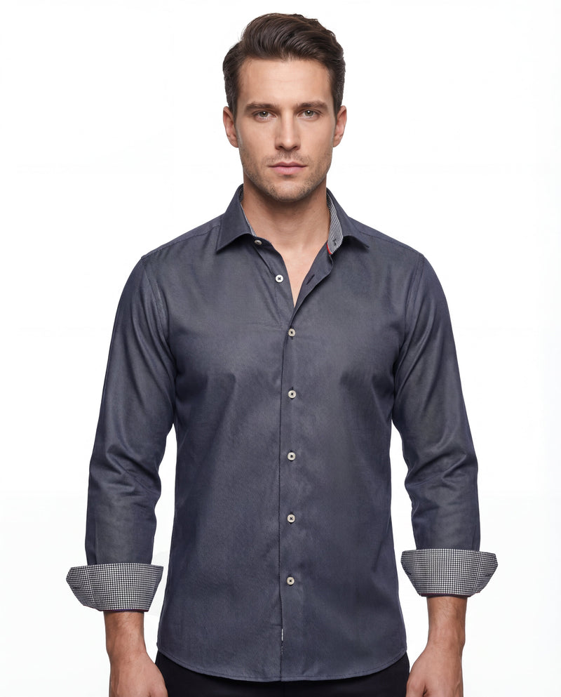 Long Sleeve Shirt with contrast trimming Dual cuffs contemporary fit Finollo