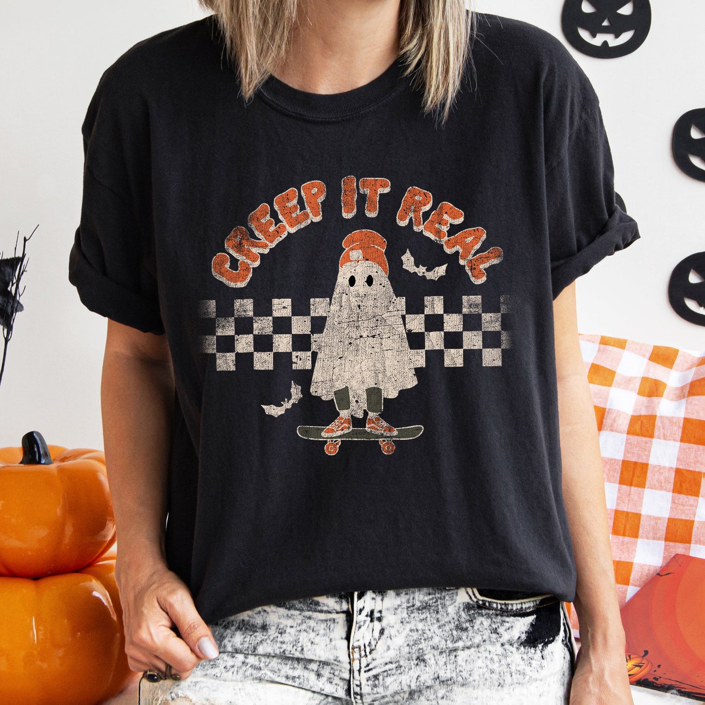 Creep It Real Retro Ghost Halloween Comfort Colors T-Shirt