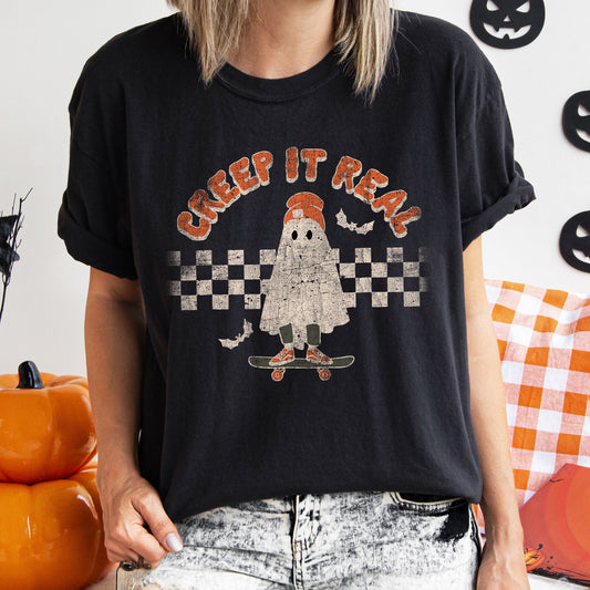 Creep It Real Retro Ghost Halloween Comfort Colors T-Shirt
