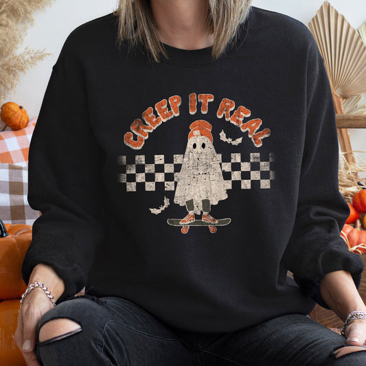 Creep It Real Halloween Sweatshirt Soft Fleece Unisex Sweater Refinery No. 1