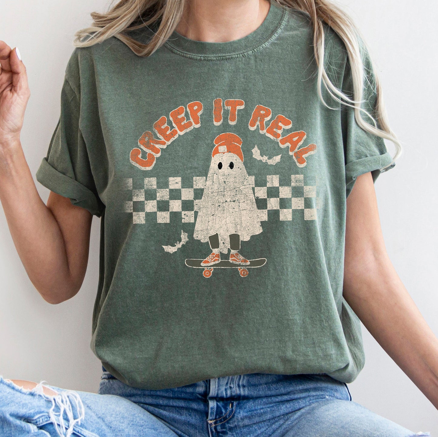 Creep It Real Retro Ghost Halloween Comfort Colors T-Shirt