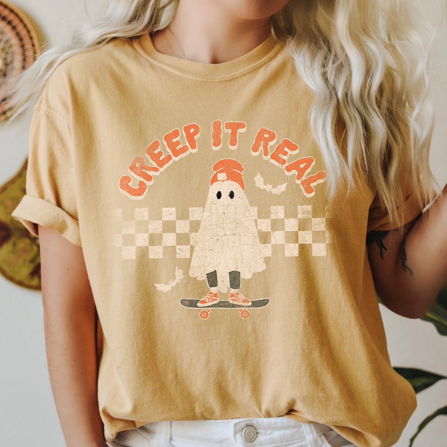 Creep It Real Retro Ghost Halloween Comfort Colors T-Shirt
