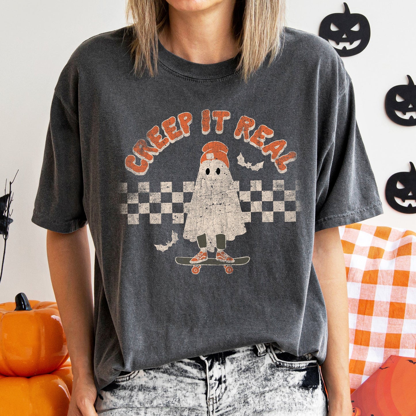 Creep It Real Retro Ghost Halloween Comfort Colors T-Shirt