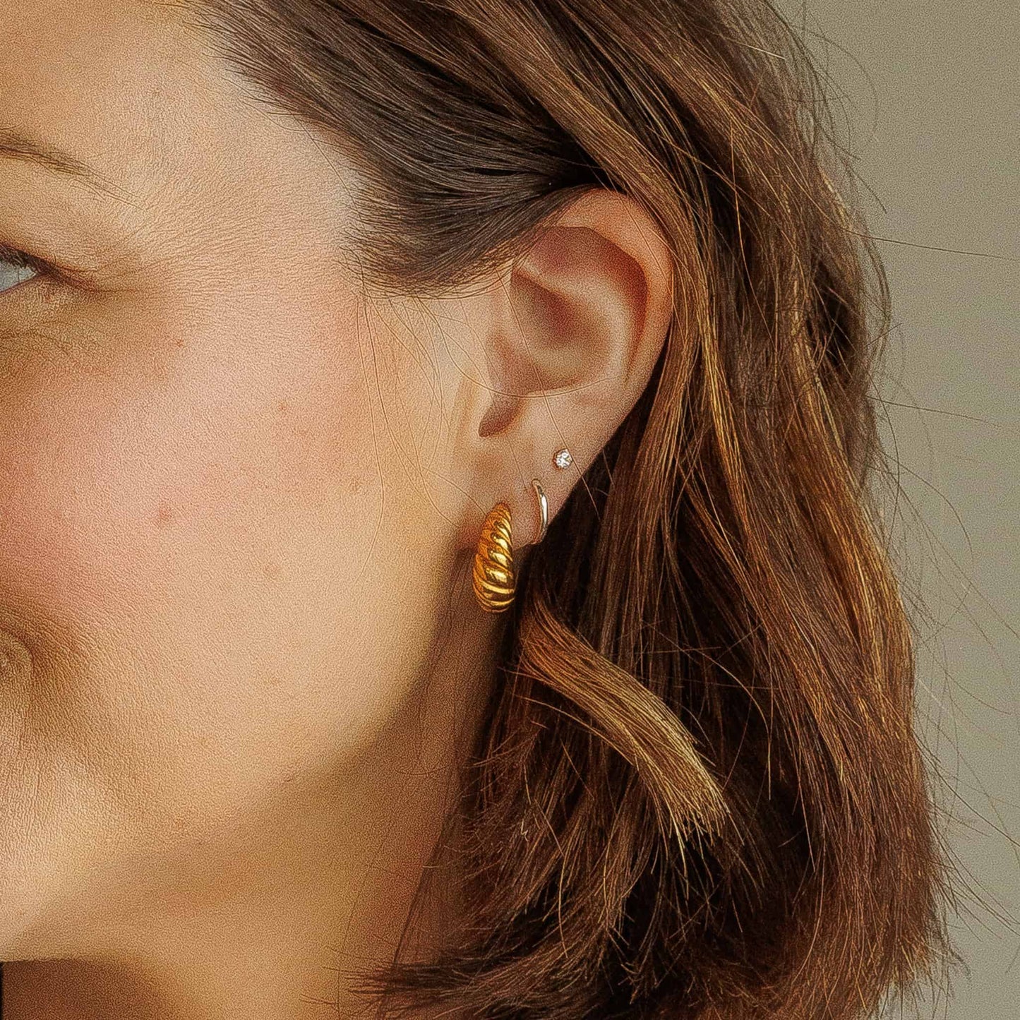 Gold Croissant Lightweight Hoop Earrings Sela Designs