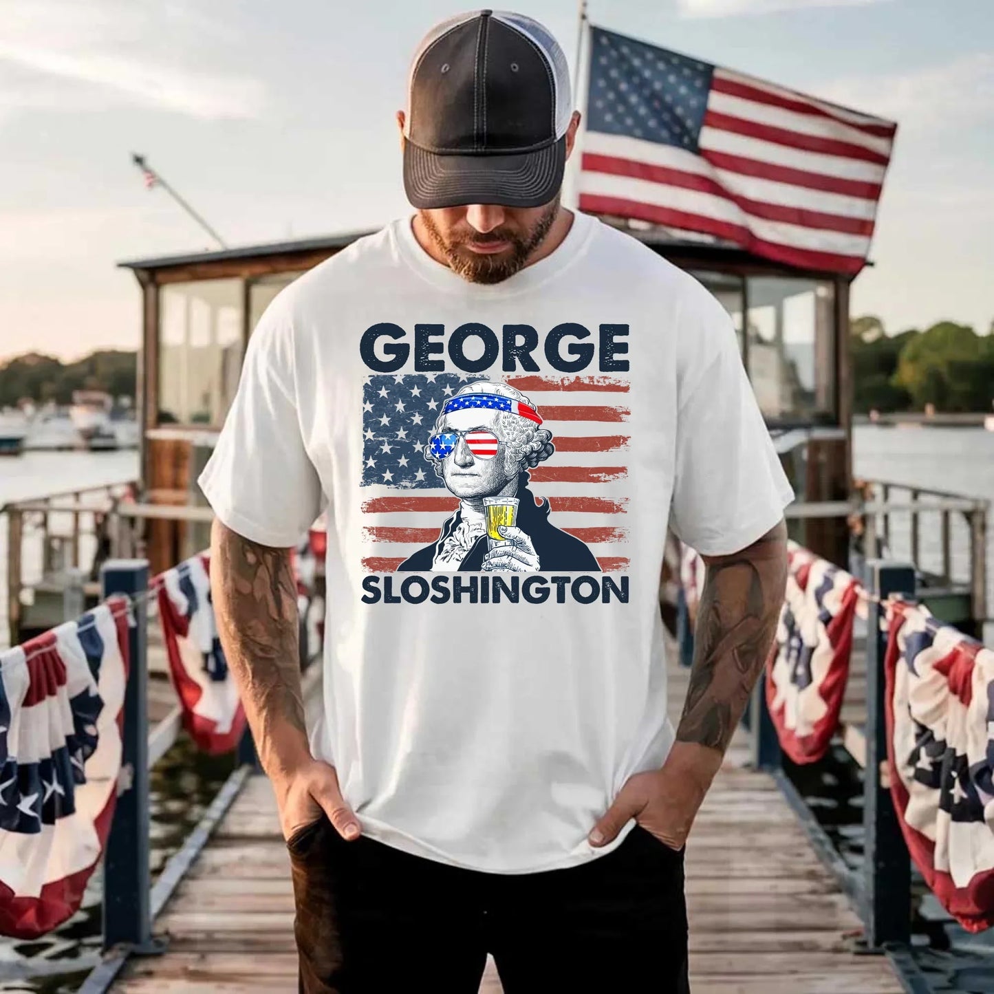 George Sloshington 4th of July Drinking Party Shirt
