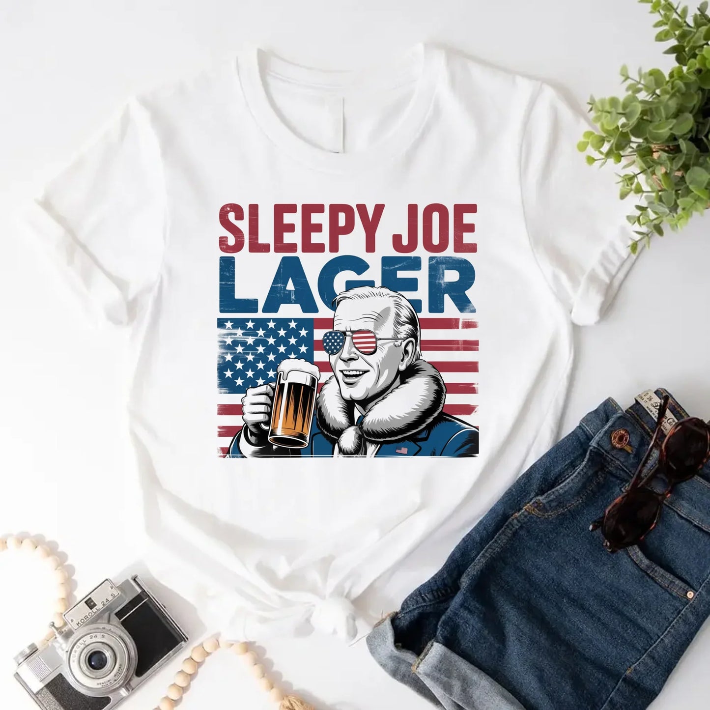 Sleepy Joe Lager 4th of July Shirt – Funny Biden Beer Tee for Independence Day