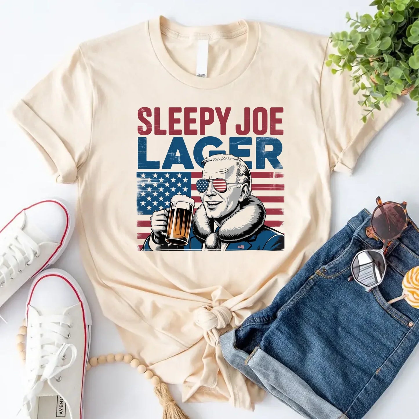 Sleepy Joe Lager 4th of July Shirt – Funny Biden Beer Tee for Independence Day