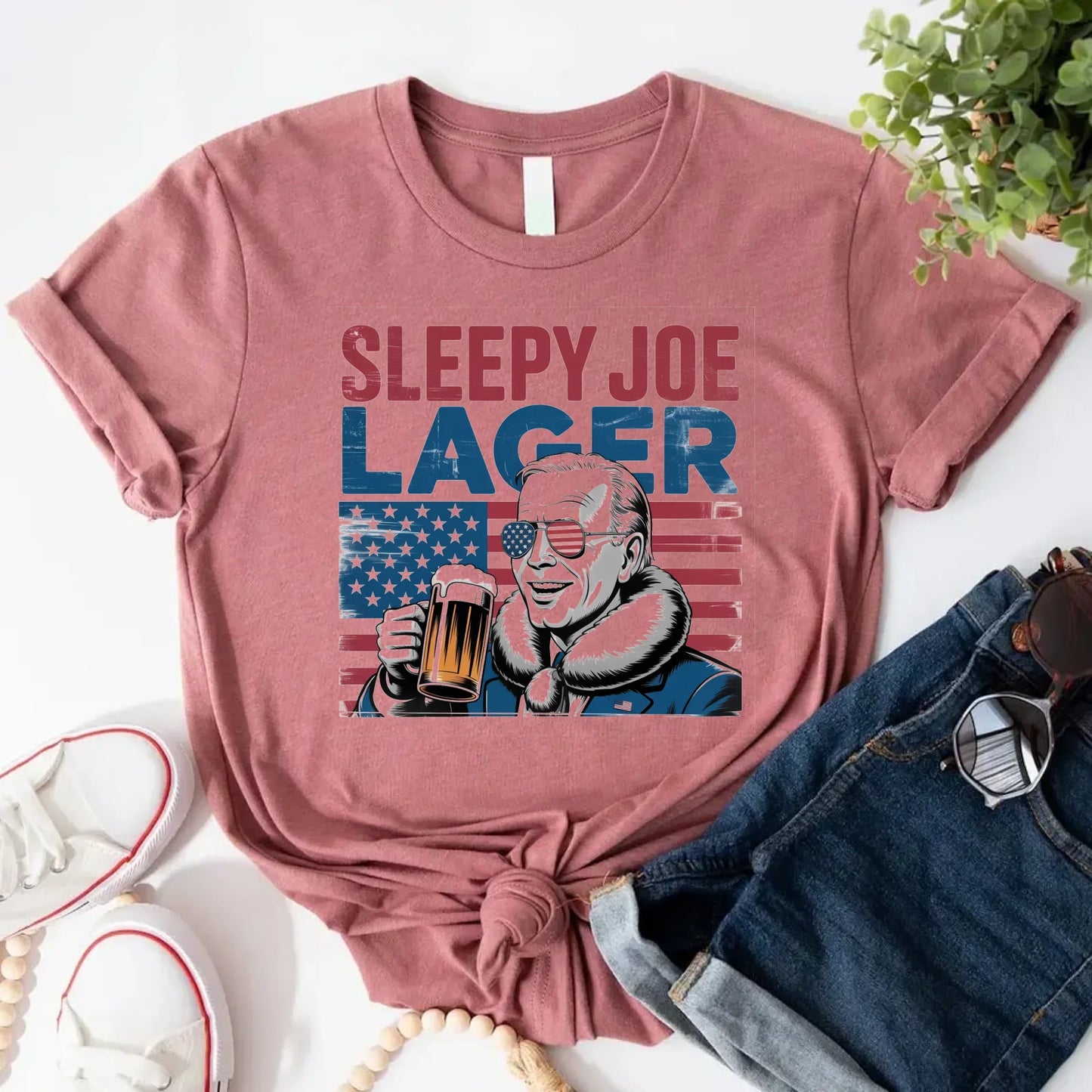Sleepy Joe Lager 4th of July Shirt – Funny Biden Beer Tee for Independence Day
