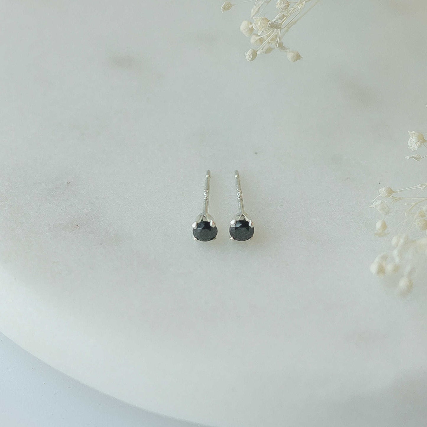 Black Crystal 14K Gold Filled Stud Earrings