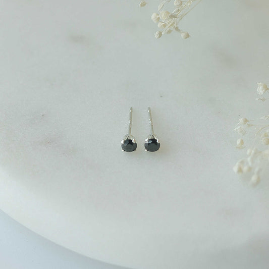 Black Crystal 14K Gold Filled Stud Earrings