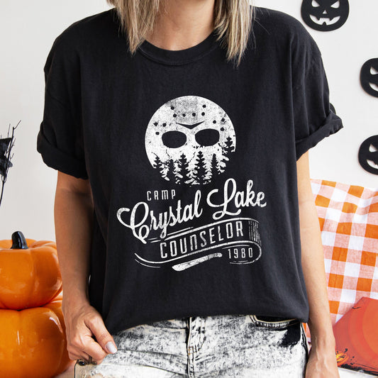 Camp Crystal Lake Retro Halloween Comfort Colors Tshirt Counselor