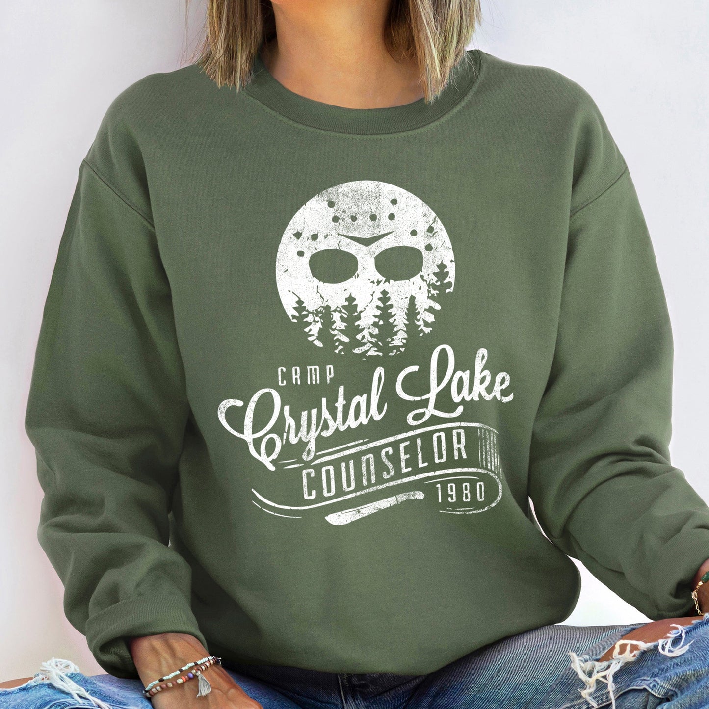 Crystal Lake Vintage Halloween Sweatshirt Soft Fleece Unisex Refinery No. 1