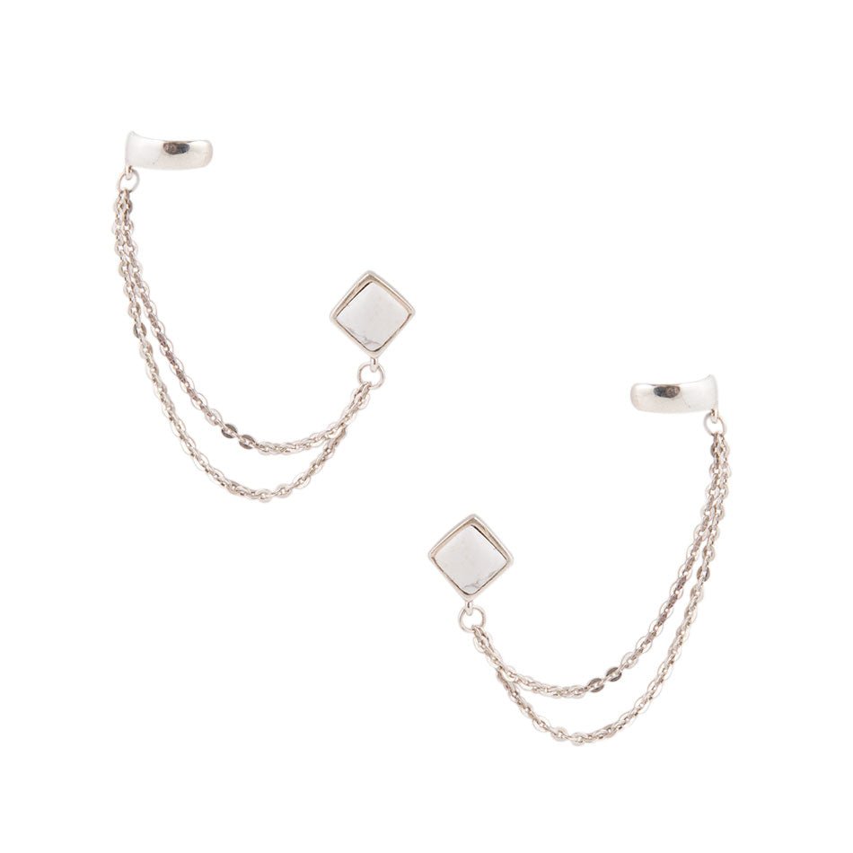 Sterling Silver Cuffed Up Earring with White Howlite Barse Jewelry