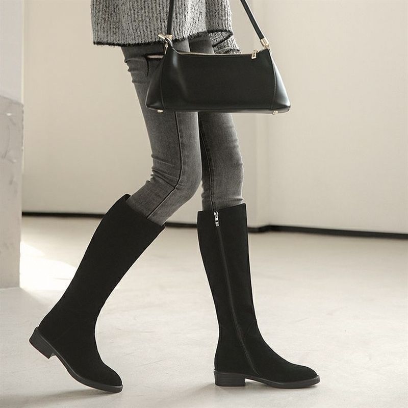 Women’s Long Martin Suede Solid Color Winter Fashion Boots