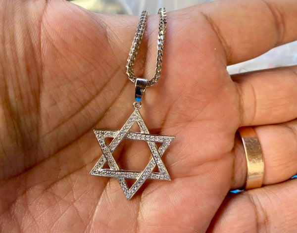 Silver Star of David Necklace 925 Sterling Silver