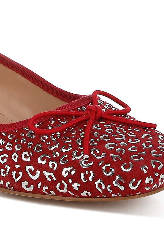 Ningen Leopard Print Block Heel Ballerinas